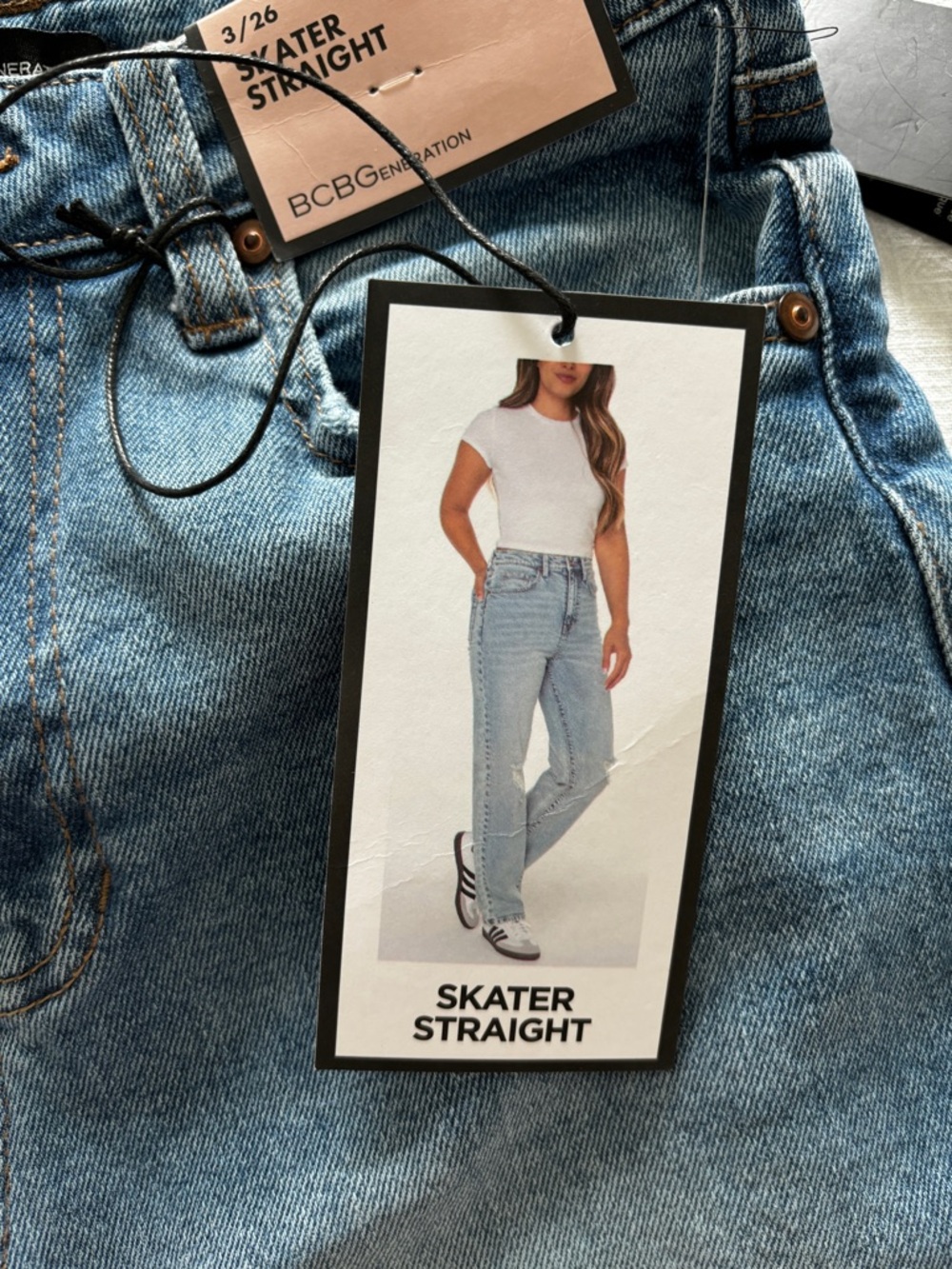 BCBGeneration Skater Straight Jeans in Light Blue Wash